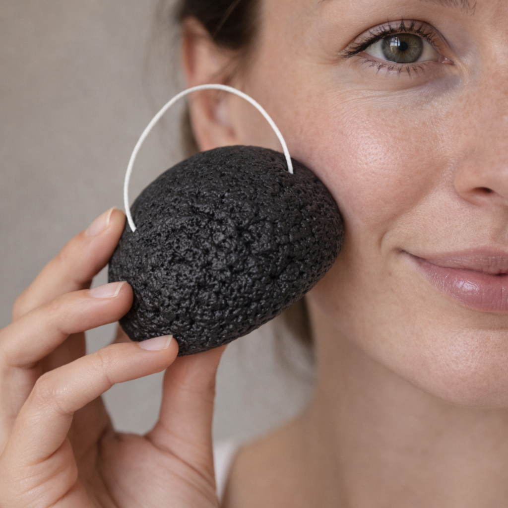 Konjac houbička černá s bambusovým uhlím3